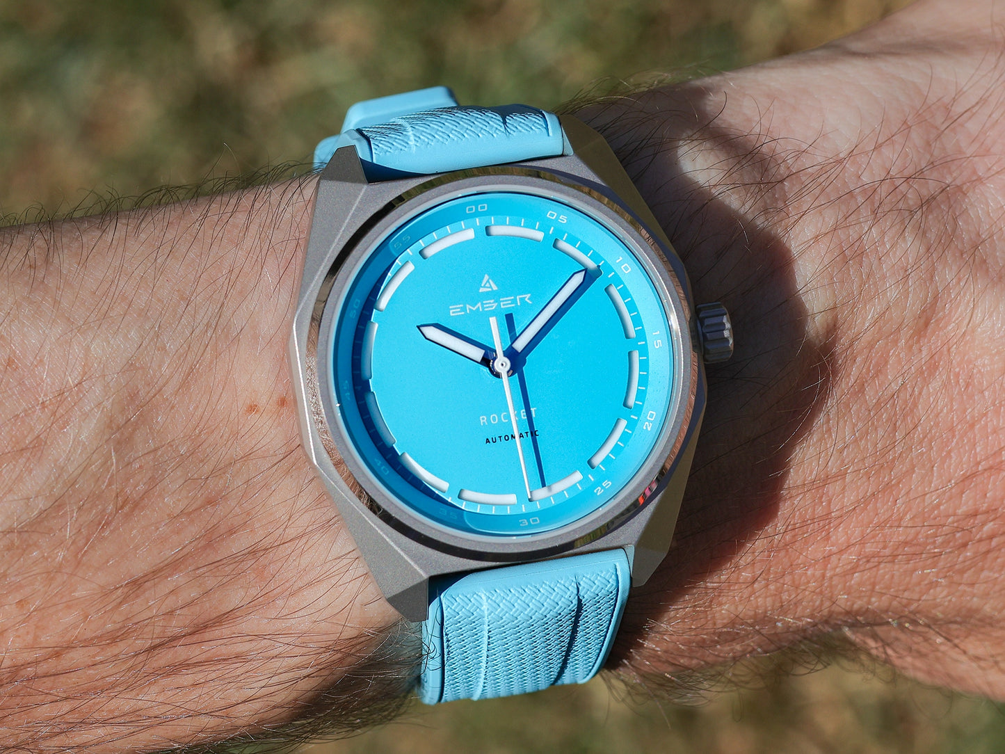 Light blue textured FKM rubber strap