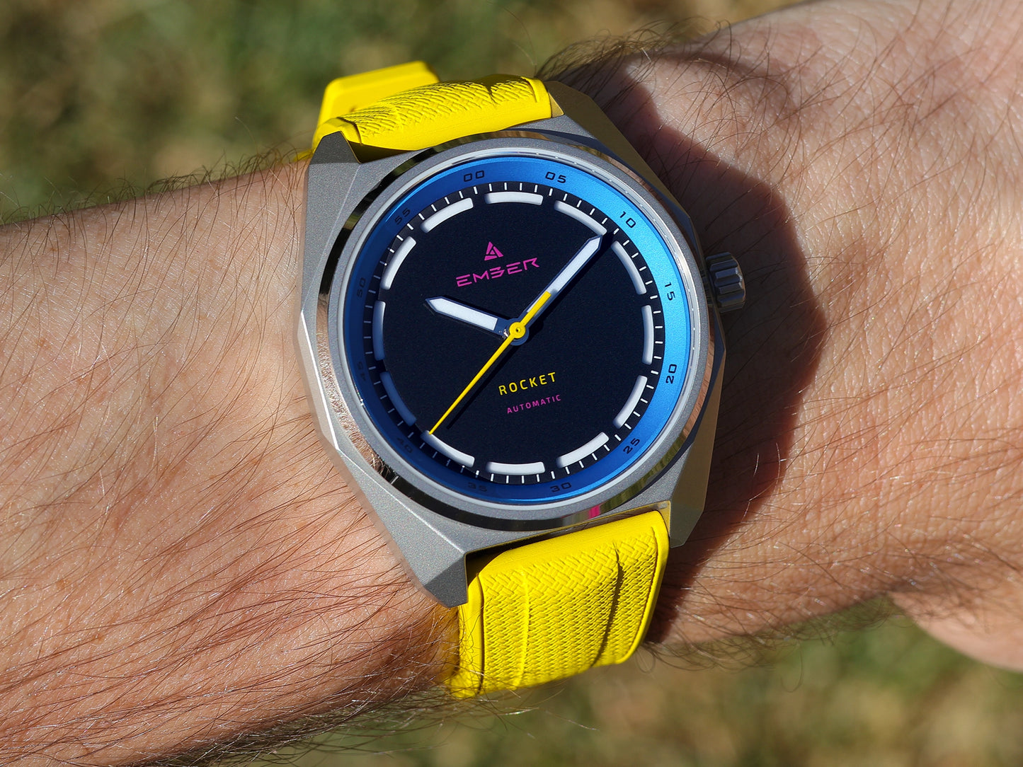 Yellow textured FKM rubber strap