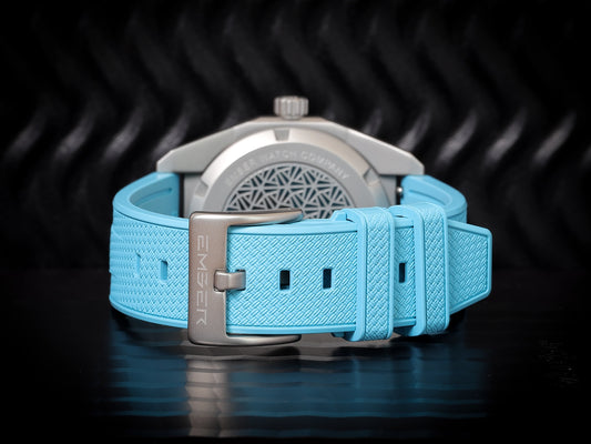 Light blue textured FKM rubber strap