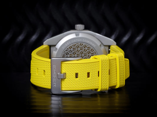 Yellow textured FKM rubber strap