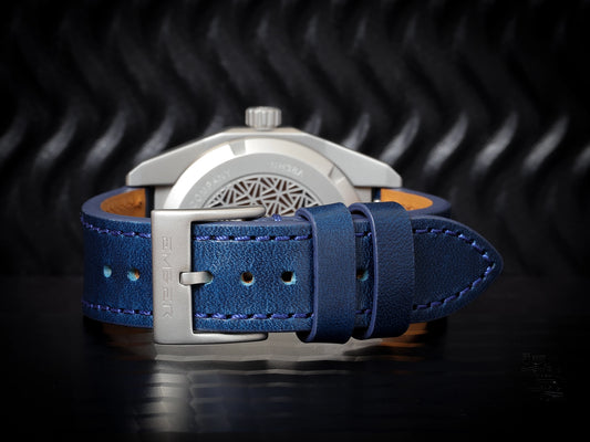 Blue leather strap