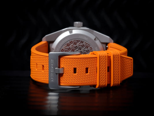 Orange textured FKM rubber strap